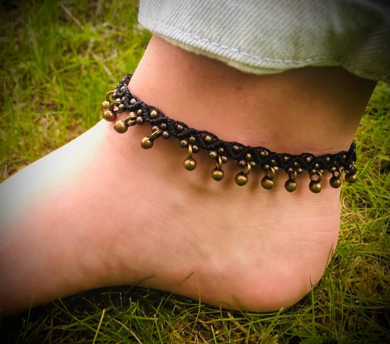 Makramee Fußkettchen Mit Glöckchen von africanfairy