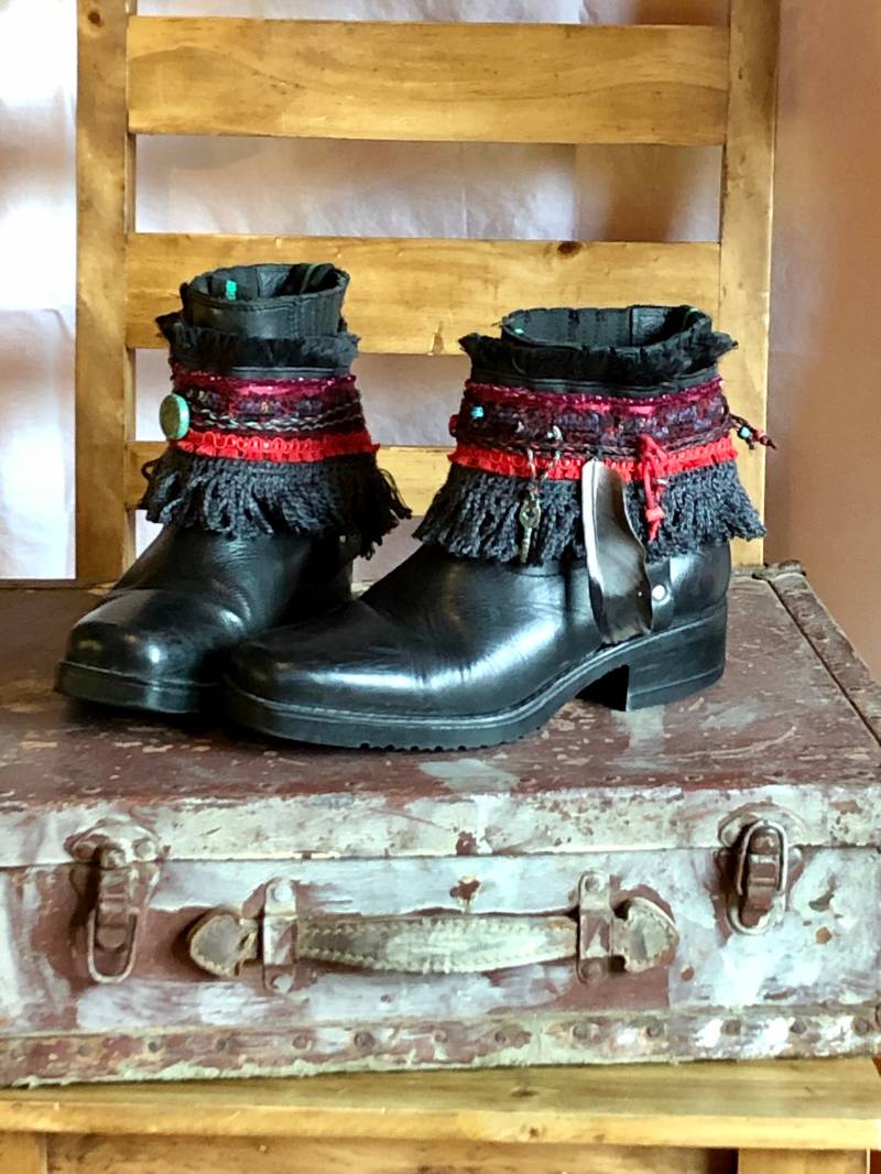 Upcycled Biker Boots Seepferdchen, Cowboy Stiefel, Western-Stiefel Upcycled Biker Boots Seepferdchen, Cowboy Stiefel, Western-Stiefel von africanfairy