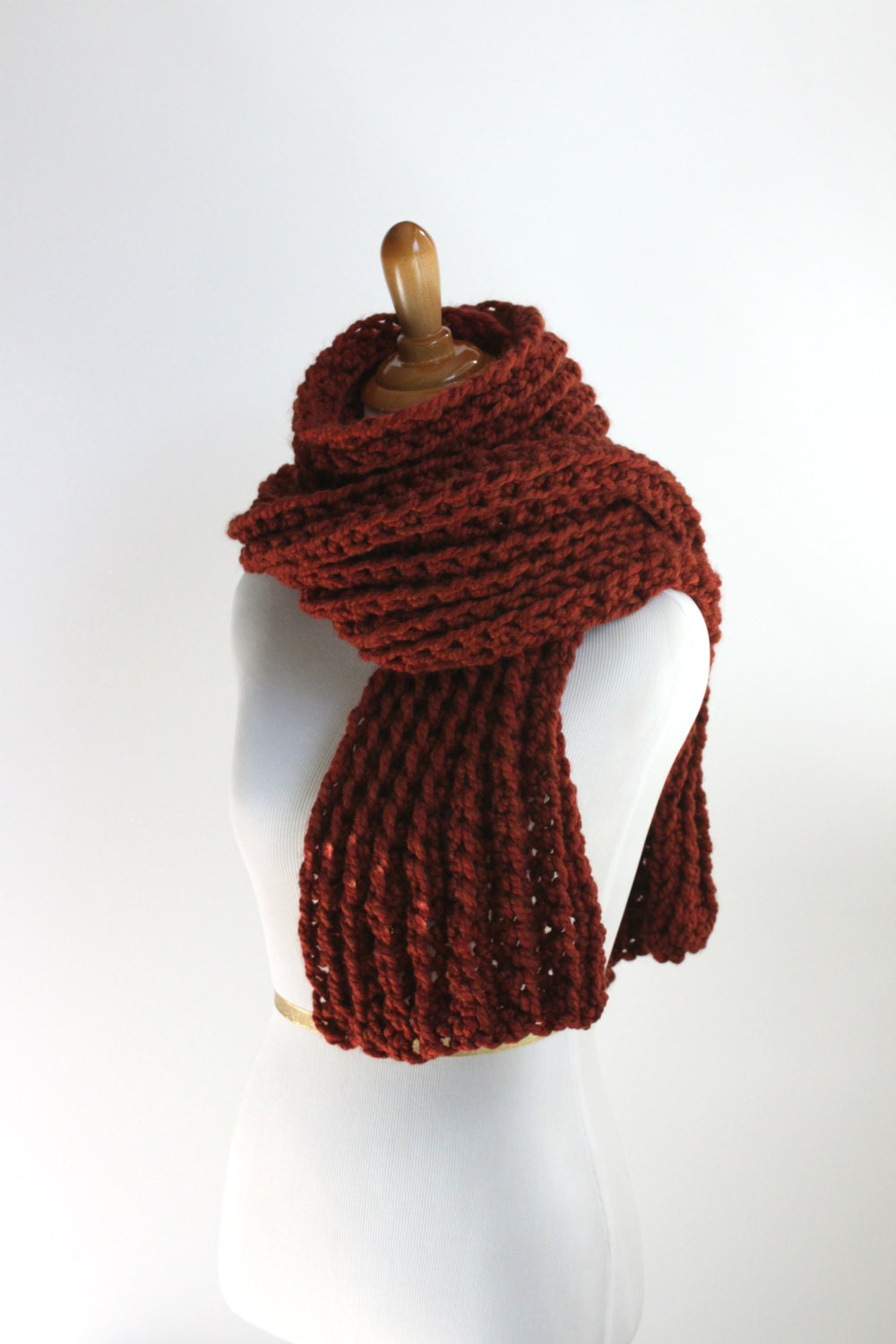 Gerippte Strickwolle Super Schal - Spice Oversized Chunky von afternoonowldesigns