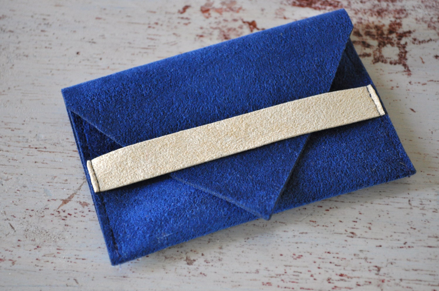 Faux Wildleder Mini Portemonnaie, Visitenkartenhalter Navy Blue Faux Wildleder Mini Portemonnaie, Visitenkartenhalter Navy Blue von aftertheZ