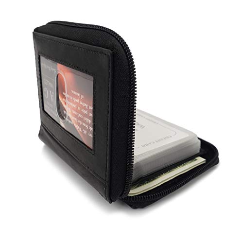 AG Wallets Mens Genuine Leather Zipper Around Bifold Wallet with Outside ID Black von ag wallets