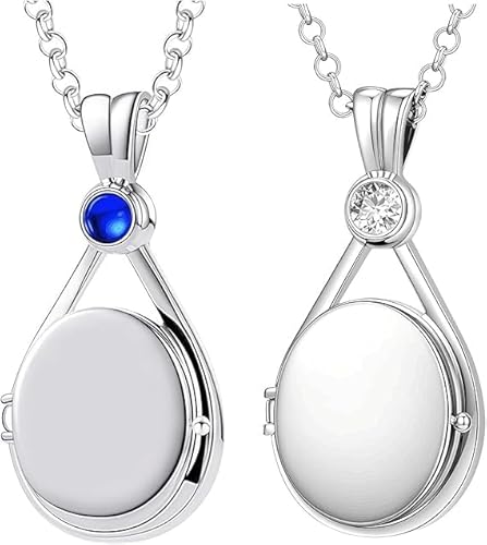 agctrler 2 Stück H2O Plötzlich Meerjungfrau Kette, H2O Kette, Halskette mit Mermaid Melody Zirkon Medaillon Anhänger, Personalisierte Amulett für Bilder Geschenk für Frauen Mädchen (Without Box) von agctrler