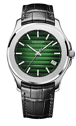AGELOCER Herren-Armbanduhr, mechanisch, automatisch, luxuriös, Lederband, luxuriös, wasserdicht, Uhren für Herren, VU:6305A1, Mechanisch von agelocer