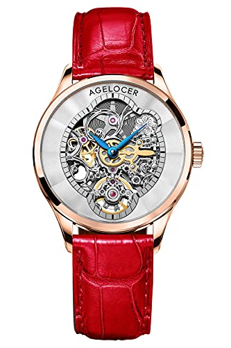 Agelocer Damen Top Marke Mechanische Skelett Automatik Luxus Uhr Elegant Damen Weihnachten Valentinstag, Nk_5302a1, von agelocer