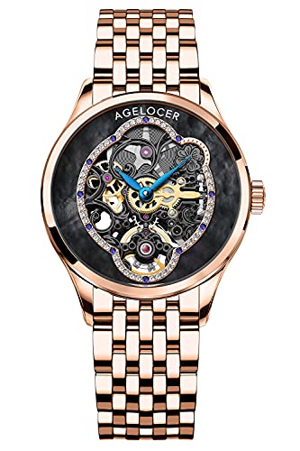 Agelocer Damen Top Marke Mechanische Skelett Automatik Luxus Uhr Elegant Damen Weihnachten Valentinstag, Nk_5303a9, von agelocer