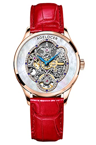 Agelocer Damen Top Marke Mechanische Skelett Automatik Luxus Uhr Elegant Damen Weihnachten Valentinstag, Nk_5303d4, von agelocer