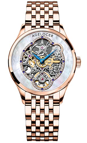 Agelocer Damen Top Marke Mechanische Skelett Automatik Luxus Uhr Elegant Damen Weihnachten Valentinstag, Nk_5303d9, von agelocer