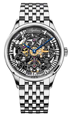Agelocer Herren-Armbanduhr, Edelstahl, Skelett, mechanisch, automatisch, luxuriös, Nk_5402a9, Armband von agelocer