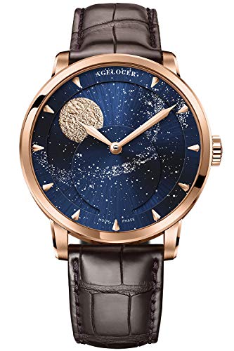 Agelocer Herren-Armbanduhr Top Marke Blue Moon Phase Mechanisch Maskulin Mode Luxus Handgelenk Edelstahl Armband, Nk_6404d2, von agelocer