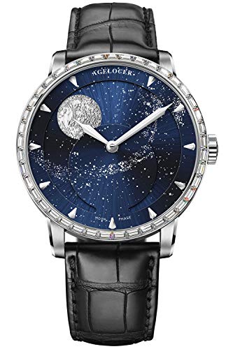 Agelocer Herren-Armbanduhr Top Marke Blue Moon Phase Mechanisch Maskulin Mode Luxus Handgelenk Edelstahl Armband, Nk_6404e9, von agelocer