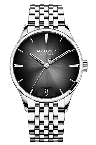 Agelocer Herren Top Brand Ultra Dünn Automatische Mechanische Farbverlauf Zifferblatt Kalender Uhr (RI:4202A9), Ri:4202a9, Armband von agelocer