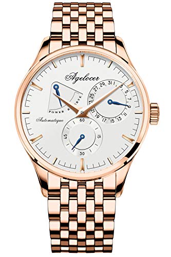 agelocer Herren Luxus Mechanische Automatik Kalender Gangreserve Analog Uhren, Nk_4101d9, Armband von agelocer