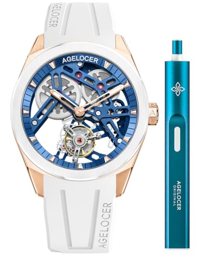 agelocer Tourbillon Mechanische Herrenuhr Saphir-Keramik-Lünette Skelett Herren-Armbanduhr (LQ_9104Y10-R), Lq_9104y10-r von agelocer