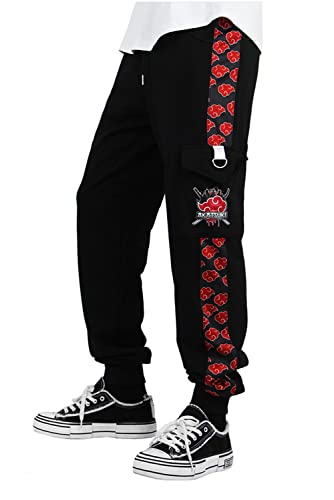 agfosa Akatsuki Cargo Hose Anime Ninja Sporthose Jogginghose Herren Jogger Trainingshose Itachi Cosplay L von agfosa