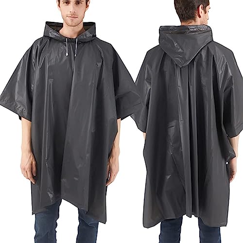 aghoer 2 Stück Regenponcho, EVA Regenmantel, Regencape Wiederverwendbar zum Camping Wandern Angeln, Schwarz von aghoer