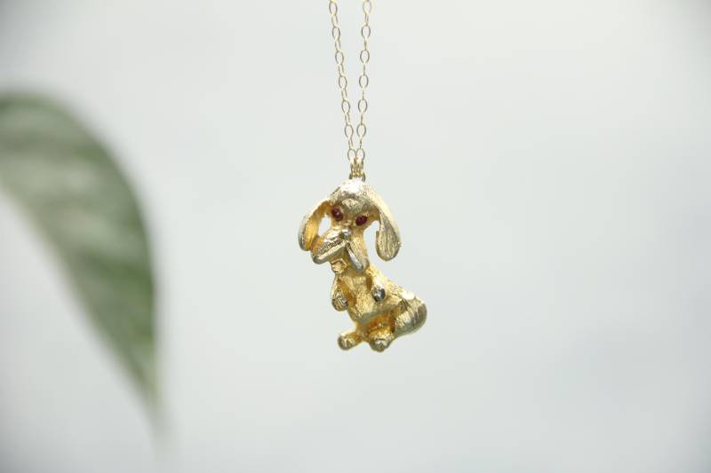 Welpe. - Vintage Gold Und Strass Pudel Brosche Halskette von agnesbaubles
