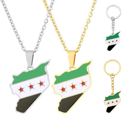 2 Stück Syrien Syrien Kette Flagge Syrien,2 Stück Syrien Schlüsselanhänger Syrien Flagge Kette Syrien Flagge Grün Kette Syrische Flagge Kette Syria Necklace Syrien Flagge Armband,Free Syria Kette von agogue