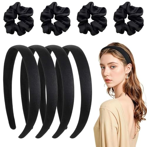 8 Stück Haarreifen Damen Elegant Set, 2cm Breit Hartes Haarband Damen, Scrunchies Haarreif Damens Schwarz Einfach Headband Damens Mode Stirnbänder Frauen Mädchen für Alltags Party Modeaccessoires von agogue