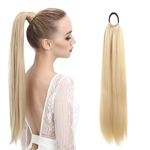 Zopf Extensions Ponytail Extensions Echthaar Zopf 60 Cm Lang, Haarverlängerung Zopf Für Damen Mädchen Täglicher Gebrauch Und Spezielle Anlässe(Khaki) von agogue
