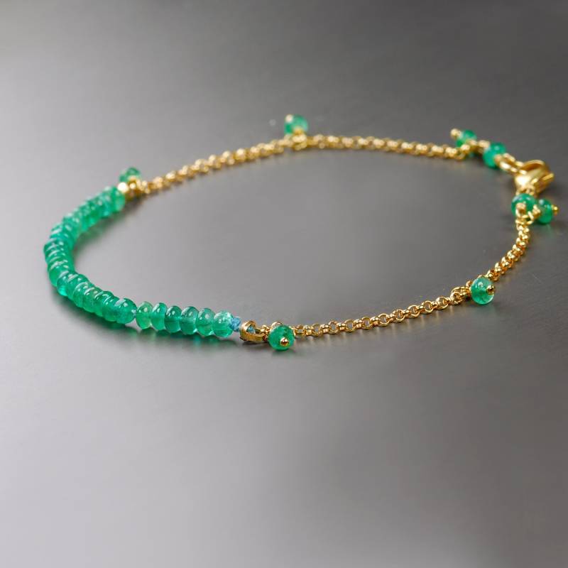 Smaragd Gold Filled Armband Von Agusha. Smaragdgrün Hand Gebunden Stacking Mit Kette von agusha