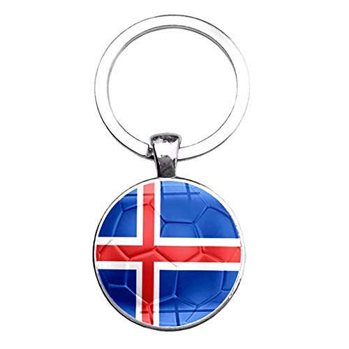 ahomi Nationalflagge Schlüsselbund Schlüsselanhänger Glas Schlüsselanhänger Fußballfans Geschenk (Island) von ahomi