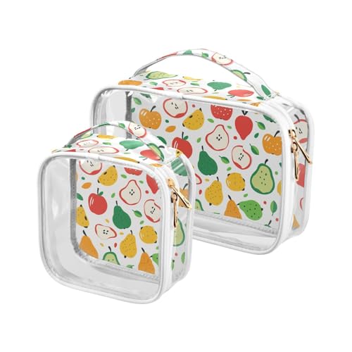 2 transparente Herren-Kulturbeutel, TSA-zugelassen, tragbare Taschen für Frauen, Reisen, unverzichtbar, bunte Äpfel und Birnen, Bunte Äpfel und Birnen 2 transparente Herren-Kulturbeutel, TSA-zugelassen, tragbare Taschen für Frauen, Reisen, unverzichtbar, bunte Äpfel und Birnen, Bunte Äpfel und Birnen von aidingzhi