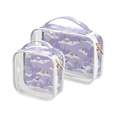 2 transparente Kulturbeutel zum Aufhängen, TSA-zugelassen, tragbare, transparente Make-up-Tasche für Herren, Rasierset, Pastellschnee-Violett, Pastell Snow Purple von aidingzhi
