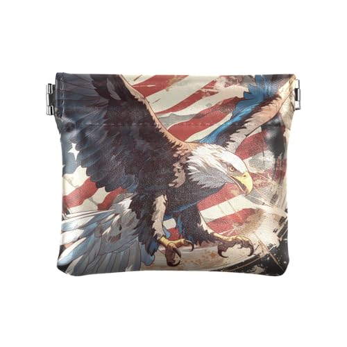 4. Juli Unabhängigkeitstag Brauner Vogel Damen Leder Münzgeldbörse Geldbörse Geldbörse Tragbare Kartenetuis Geld Organizer für Männer Frauen Reisen von aidingzhi