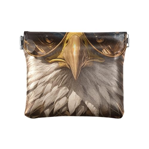 4. Juli Unabhängigkeitstag brauner Vogel kleine Leder-Münzgeldbörse ausgefallene Mini-Make-up-Tasche für Frauen und Mädchen von aidingzhi