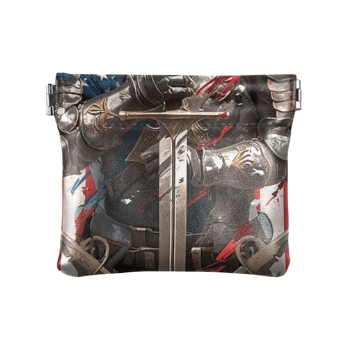 4. Juli Unabhängigkeitstag weißer Krieger Vogel Damen Leder Münzgeldbörsen Beutel Tragbare Kleingeldbörse mit Verschluss für Frauen Jungen Mädchen von aidingzhi