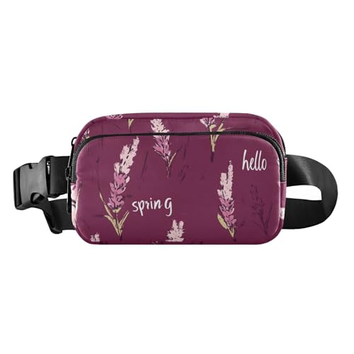 Ästhetische Umhängetasche mit Blumenmuster, Lavendel, Burgunderrot, modisch, für Damen und Herren, wasserdicht, Crossbody-Tasche mit verstellbarem Riemen, für Shopping, Sport, Arbeit von aidingzhi