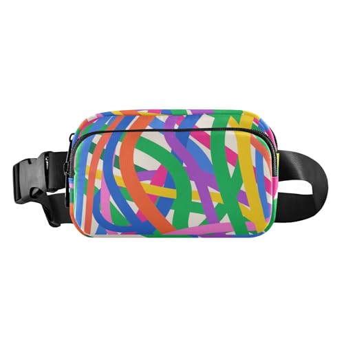 Abstrakte Art Lines Bunte, trendige Bauchtasche für Damen, Herren, Teenager, große Kapazität, Brustgürtel, Bauchtasche mit verstellbarem Gurt, für Einkaufen, Sport, Arbeit von aidingzhi