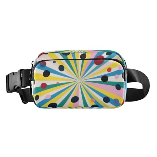 Abstrakte Kunst, geometische Runden, bunt, trendig, Umhängetasche, Hüfttasche für Damen, Herren, Teenager, wasserabweisend, Crossbody-Tasche mit verstellbarem Riemen für Workout, Laufen, Wandern von aidingzhi