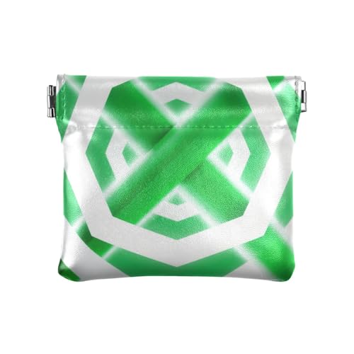 Abstrakte Kunst Geometic Damen Kleingeldbörse Leder Kleingeldbörse Ausgefallener Kleingeldhalter Kartenorganizer für Frauen Jungen Mädchen Weiß Grün von aidingzhi