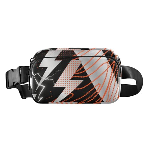 Abstrakte Kunst Lightning Dots Grau Schwarz Mode Hüfttasche Crossbody Tasche für Männer Frauen Mini Brustgurt Bauchtasche mit verstellbarem Gurt für Radfahren Wandern Fitnessstudio von aidingzhi