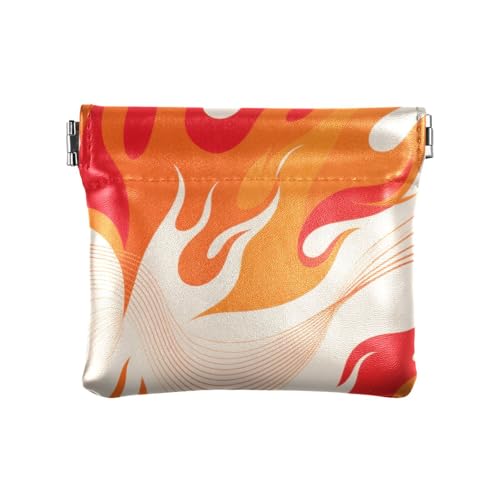 Abstrakte Kunst Red Fire Damen Kleingeldbörse Leder Kleingeld Geldbörse Wasserdicht Karten Schlüssel Organizer für Frauen Jungen Mädchen von aidingzhi
