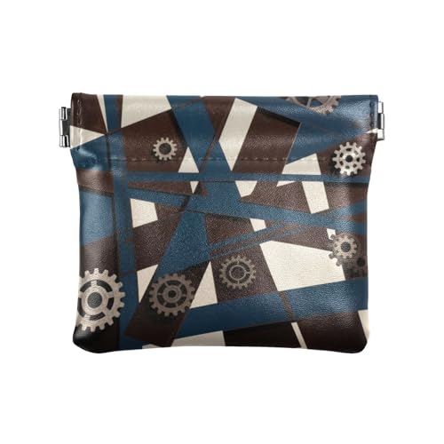 Abstratc Art Parts Geometic Navy Beige Damen Leder Münzbörse Einzigartiges Reisezubehör für Mädchen Frauen Damen von aidingzhi