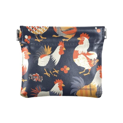 Asthetic Chickens Damen Kleingeldbörse Leder Kleingeld Geldbörse Niedlich Kleingeld Geldbörse für Frauen Mädchen von aidingzhi