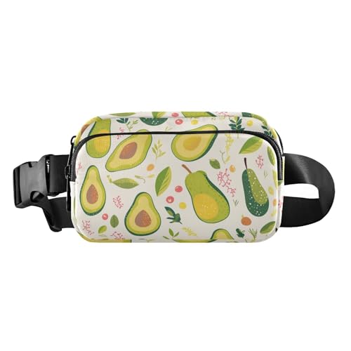 Avocado Gürteltasche für Damen und Herren, mit Reißverschluss, mit verstellbarem Riemen, für Reisen, Fitnessstudio, Arbeit, schlichtes Cartoon-Grün von aidingzhi