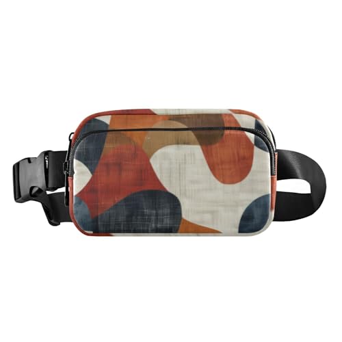Bauchtasche mit geometrischem Vintage-Wellen für Damen und Herren, kleine Umhängetasche, Gürteltasche mit verstellbarem Riemen für Workout, Laufen, Wandern von aidingzhi