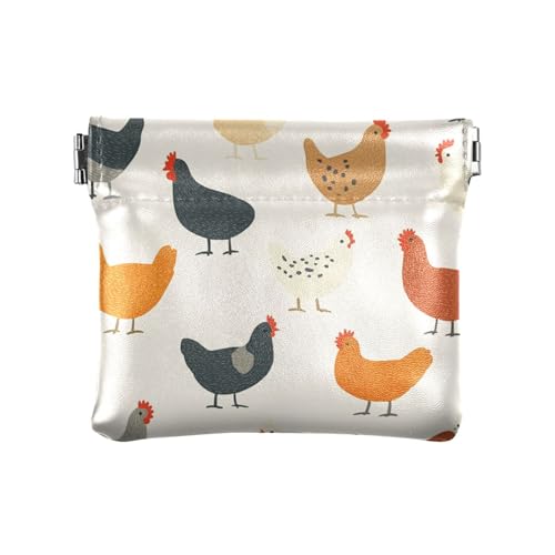 Beige Bauernhof-Huhn-Geldbörse für Damen und Herren, Leder, niedlicher Schmuck-Organizer für Damen, Beigefarbenes Bauernhofhuhn, Dekoration von aidingzhi