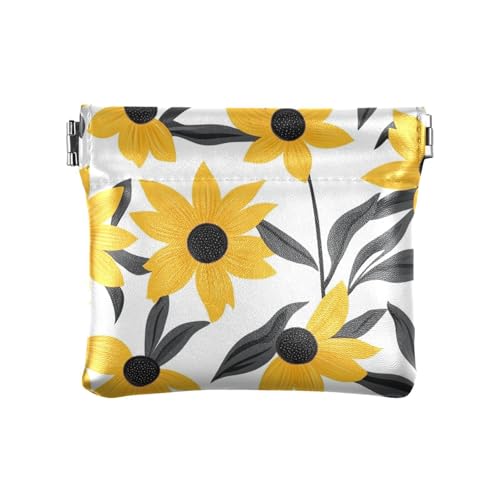 Black - Eyed Susan Bicolor Damen Kleingeldbörse aus Leder, praktischer Kleingeldhalter, Karten-Organizer für Männer und Frauen, Reisen von aidingzhi