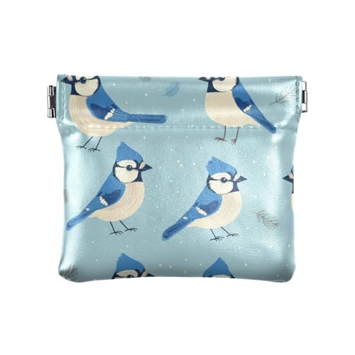 Blaue einfache Frühlingsvögel Damen kleine Leder Kleingeldbörse wasserdichte Make-up-Tasche Wechselgeldbörse für Mädchen Damen Handtasche von aidingzhi