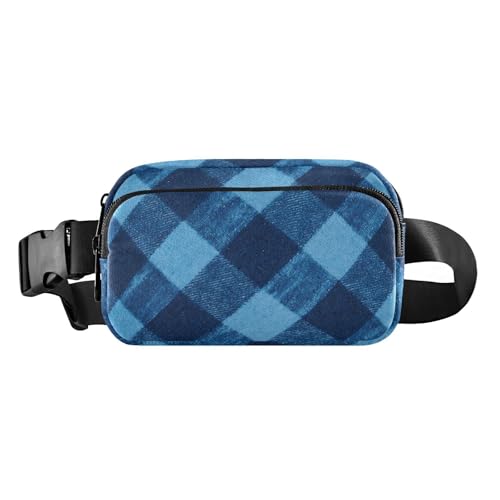 Blue Grid trendige Hüfttasche, Crossbody-Tasche für Damen, Herren, Teenager, Mehrzweck-Crossbody-Tasche mit verstellbarem Riemen für Reisen, Fitnessstudio, Arbeit von aidingzhi