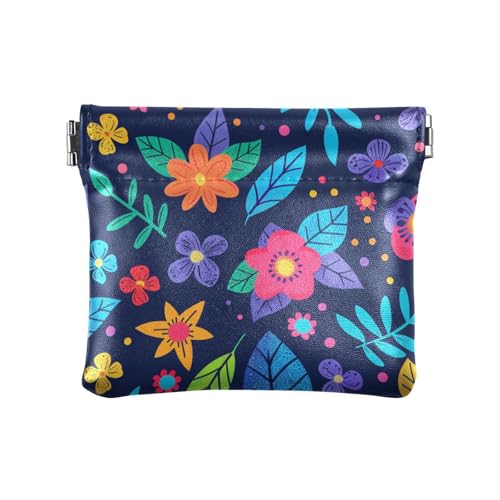 Blumen Damen Leder Münzgeldbörsen Beutel Wasserdicht Mini Kosmetiktasche für Mädchen Frauen Damen von aidingzhi
