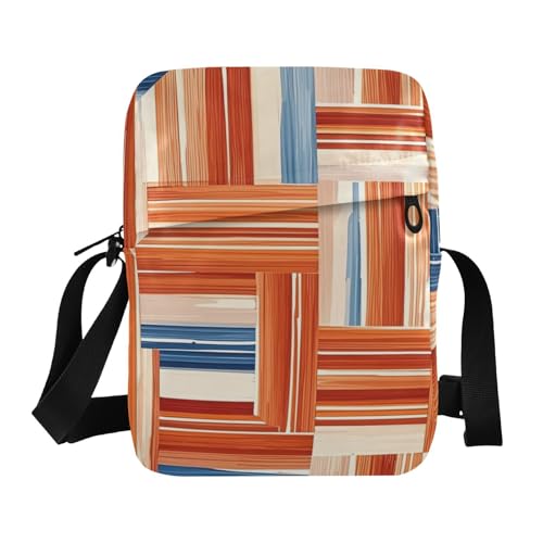 Boho Herren Messenger Bag Crossbody Umhängetasche Crossbody Geldbörsen Verstellbarer Riemen für Schule Schule Orange und Blau von aidingzhi