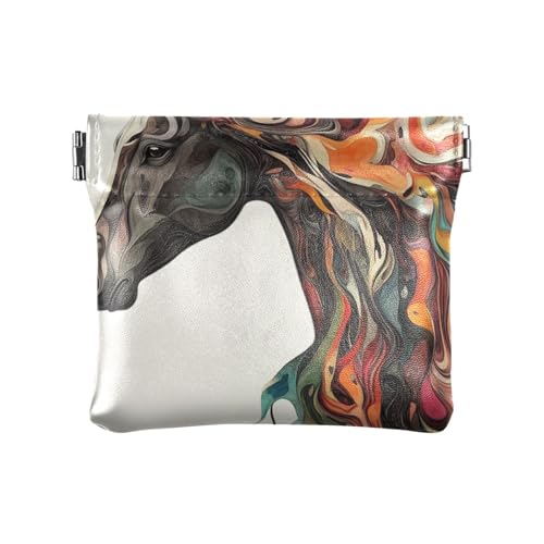 Boho Horse Damen Leder Münzgeldbörse ausgefallene Kartenetuis Geld Organizer für Männer Frauen Reisen von aidingzhi