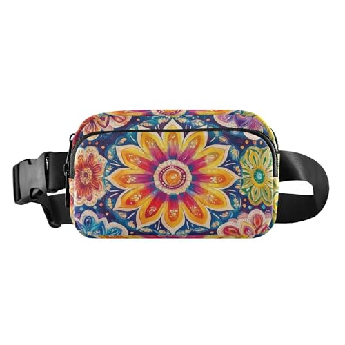 Boho-Mandala-Blumen-Regenbogenfarben, modische Bauchtasche für Damen, Herren, Teenager, Mini-Brustgürtel, Bauchtasche mit verstellbarem Gurt für Reisen, Einkaufen, Laufen Boho-Mandala-Blumen-Regenbogenfarben, modische Bauchtasche für Damen, Herren, Teenager, Mini-Brustgürtel, Bauchtasche mit verstellbarem Gurt für Reisen, Einkaufen, Laufen von aidingzhi