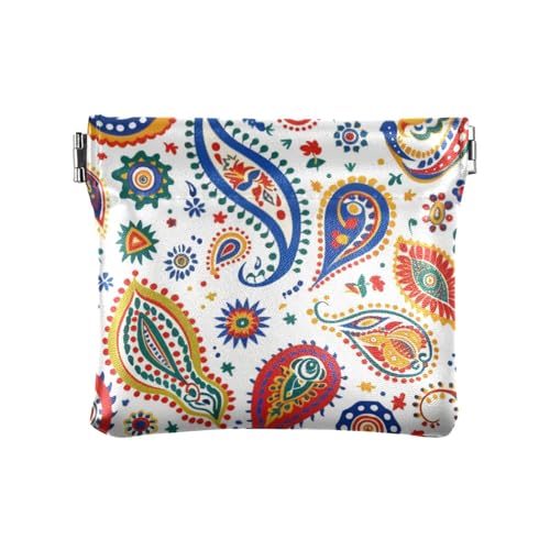Boho Paisley Coloful Damen Kleine Leder Münzgeldbörse Geldbörse Tragbare Mini Make-up Tasche für Frauen Mädchen von aidingzhi