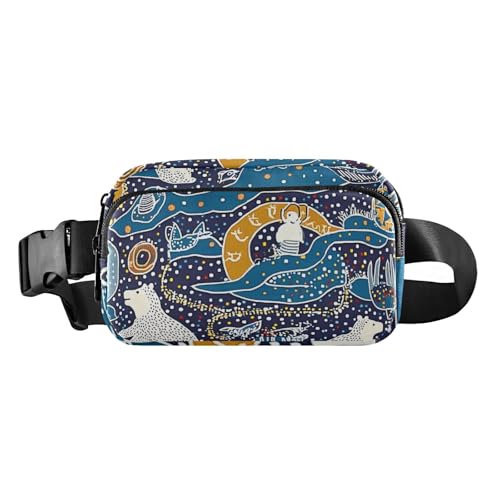 Boho-Weltraum-Eisbär-Mode-Hüfttasche, Umhängetasche für Damen und Herren, Mehrzweck-Bauchtasche mit Reißverschluss, mit verstellbarem Riemen für Reisen, Fitnessstudio, Arbeit von aidingzhi